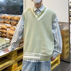 秋冬季V领毛衣背心男潮流韩版学院风拼色针织马甲MY749-P32，男装背心/马甲，星座208-5