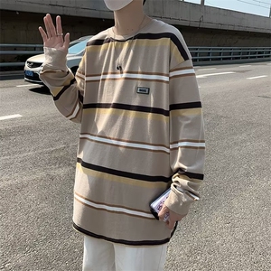 条纹卫衣外套男春秋季圆领休闲长袖衣服W23P23图片