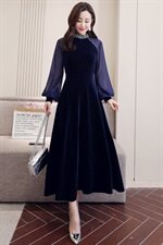 连衣裙纯色长袖圆领中腰显瘦修身2021春季新款时尚，女装连衣裙，瑶迪依秀