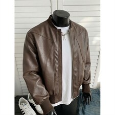 抖音得物高品质美式高街复古老钱风PU皮夹克外套男女短款机车皮衣，男装夹克，电商A486