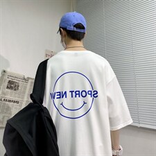 2021夏季短袖t恤衫男港风宽松打底衫潮流A210-A8307-P25控38，男装T恤，星座210-3