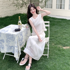 韩版无袖背心上衣半身裙小个子两件套女2025夏季新款法式时尚套装，女装套装/套裙，2C159