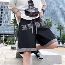 夏季潮高街五分裤男ins休闲运动直筒裤复古刺绣短裤 K3231-P34图片