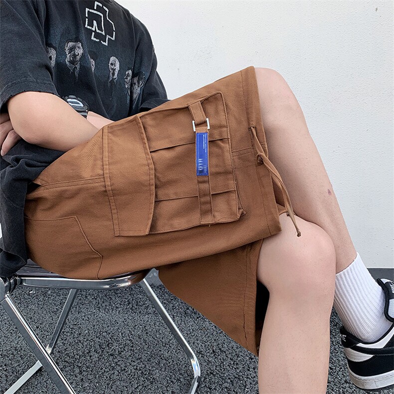 休闲短裤男宽松直筒日系港风潮流多口袋运动五分裤子DK0523-P38,男装休闲裤,星座308B-1