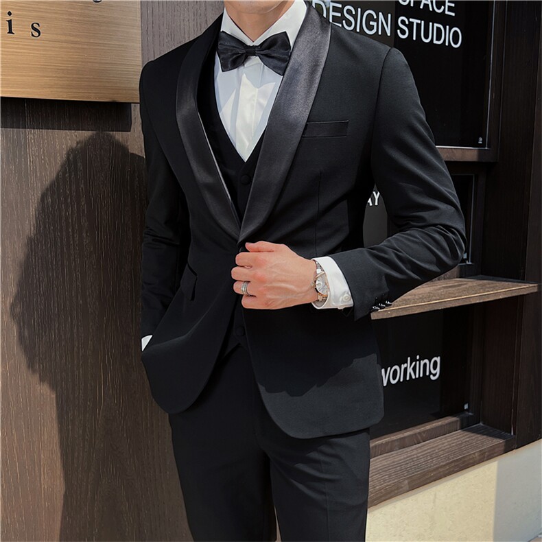 品质西服套装男三件套韩版修身商务休闲西装婚礼西装KTZ915-P315图片