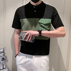 夏社会小伙高级感拼接撞色POLO衫短袖T恤A210-A212-P58控78，男装T恤，星座210-3