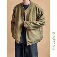 2024鹿皮绒夹克外套棒球服加棉棉服A351-AJ2511-P105加棉，男装夹克，电商A351