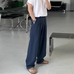 【现货量大价优】亚麻凉感休闲西裤复古宽松直筒阔腿裤K06025P55图片