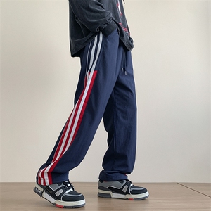 港风秋冬侧边拼接拖地工装裤宽松休闲伞兵裤男K23329-P40控58图片