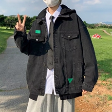 假两件牛仔外套宽松夹克2023春秋新款高街牛仔衣JK600P65，男装夹克，星座410-2