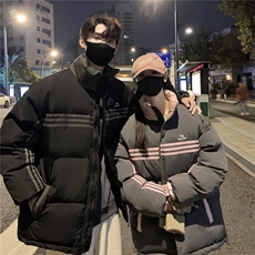 情侣装冬装美式条纹织带棉服刺绣logo棉衣休闲外套男G1100P118，男装棉衣，电商A339