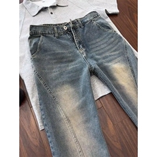 现货美式复古蓝磨白水洗直筒牛仔裤K9157特P45，男装牛仔裤，星座205-3