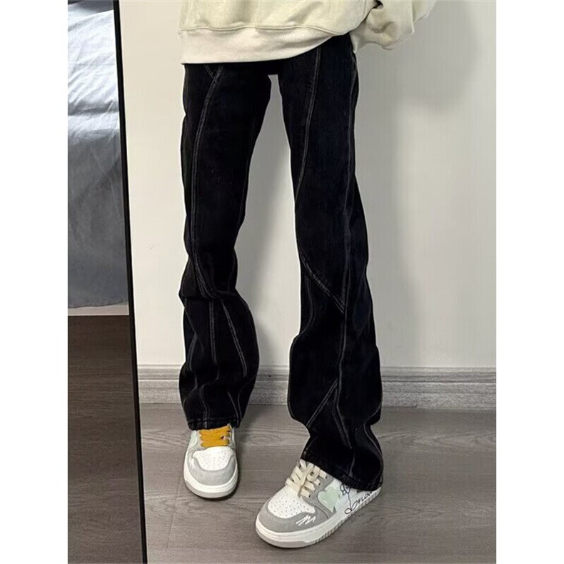 设计感分割水洗黄泥染牛仔裤女春秋美式高街窄版直筒裤N3059,男装牛仔裤,星座1116A（原606A-3）