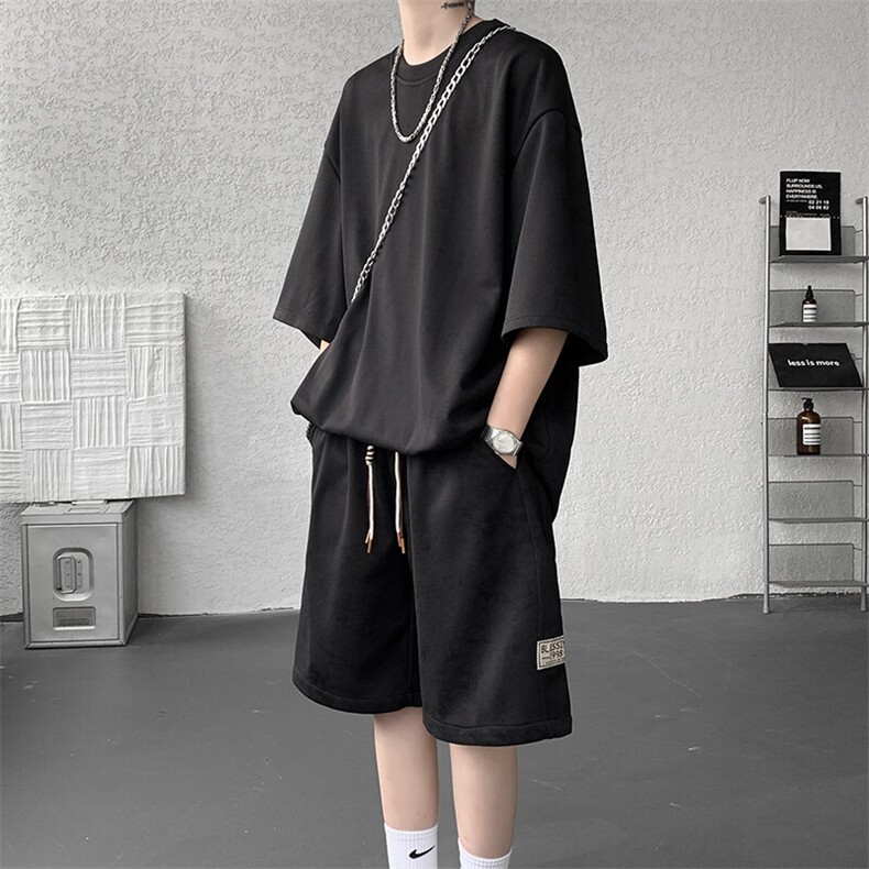 8XL-M青少年扎染短袖t恤休闲运动套装男生夏季宽松大码TZ38001P55,男装T恤,电商B312