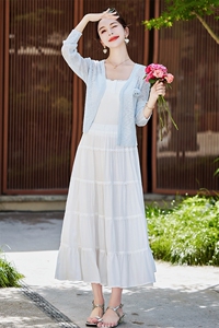 今年流行漂亮套装裙女2024新款夏季炸街减龄时尚芭蕾蛋糕裙三件套图片