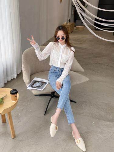 天丝拼蕾丝小衫，女装，炅缇恩