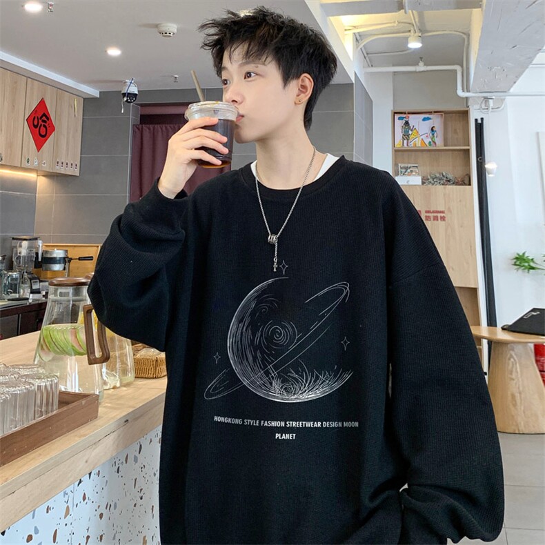 ！2023秋冬新款男士华夫格圆领卫衣百搭学生上衣HWY50P28,男装卫衣,电商B220