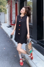 俏皮减龄立体花朵无袖连衣裙女夏2025新款超好看小个子绝美a字裙，女装连衣裙，2C201