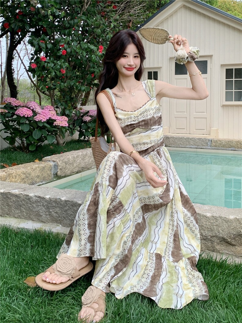欧货度假风复古连衣裙女2026夏季流行单品新款长裙大方得体的裙子,女装连衣裙,艾米莉亚