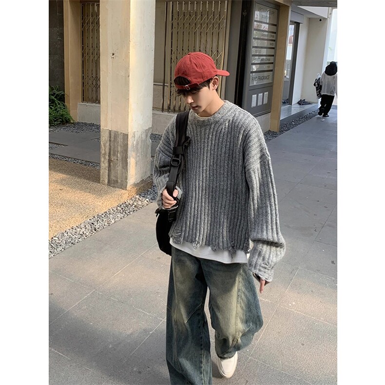 网图有货秋冬粗针织短款破会流苏百搭针织衫毛衣男女MY553-P55,男装针织衫/毛衣,星座1505