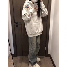 趣味蜡笔小新连帽卫衣男女在2025新款加绒韩系慵懒风外套YT16，女装短外套，星座516A
