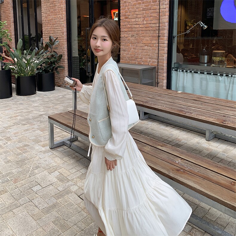 2023年秋季新款韩系甜美百搭两件套套裙B190-82502-P155-K218,女装套装/套裙,一九零