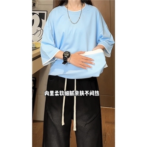 xZ116-T188-p20-控39M-5XL抖音拼接OVERSIZE 短袖二开恤夏季大码图片