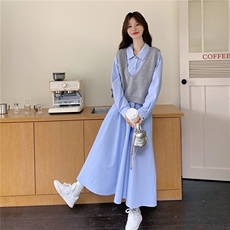 现货新款毛衣马甲连衣裙套装25076P155K238，女装套装/套裙，2D035
