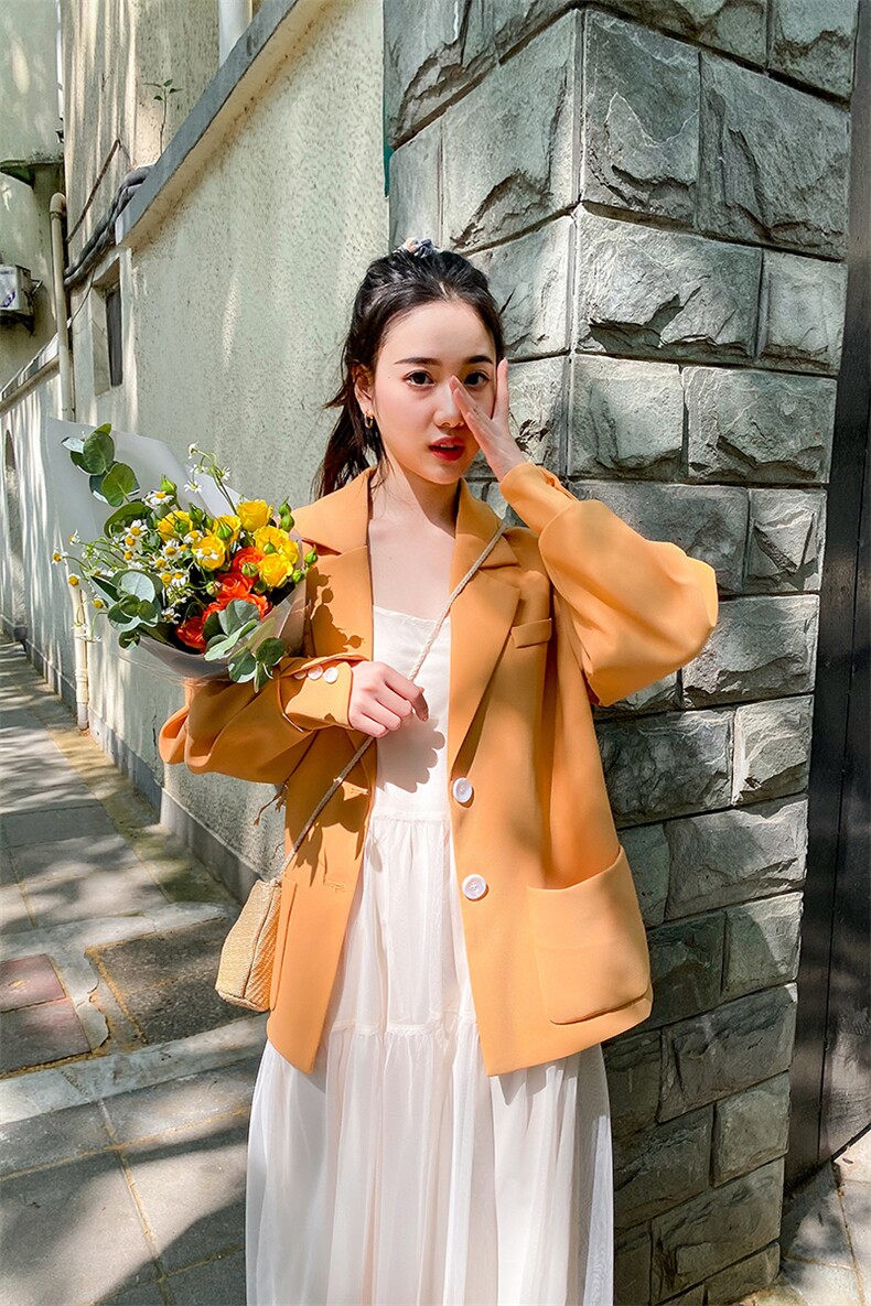 现货2021年秋季新款宽松显瘦西装166-XZ02,女装西装,茜茜公主