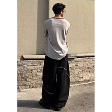 WE1708-P52牛仔裤美式潮牌男女潮牌刺绣设计感宽松阔腿弯刀裤，男装牛仔裤，电商B323A