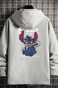 JK65038-P45 连帽夹克男大码胖子棒球服上衣外套 网格挂拍图片