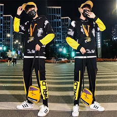 2021春季潮牌运动工装套装假两件套长袖嘻哈卫衣套装男TZ575-P95，男装卫衣，电商A441