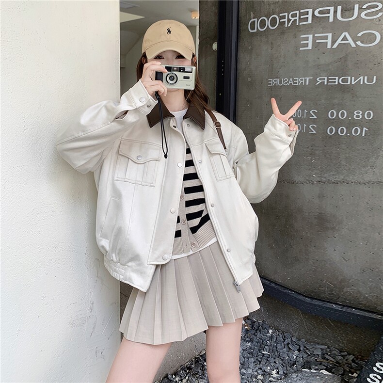 【现货】撞色麂皮夹克外套B208-9072-P155K218,女装短外套,浙宝208