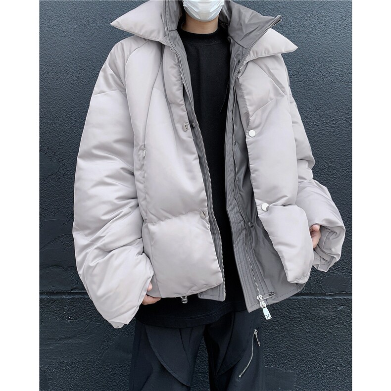 【有货】DM8032-P108冬季拼接假两件棉衣男亮面双层加厚宽松棉服,男装棉衣,星座603-2