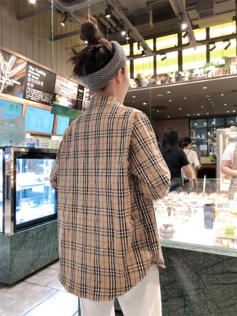 加绒格子衬衣，女装，一杭