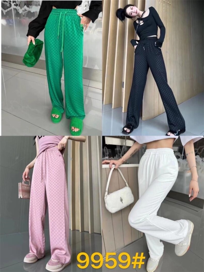 现货：时尚小方格大筒拖地阔腿裤，其它，金川古韵(4F)