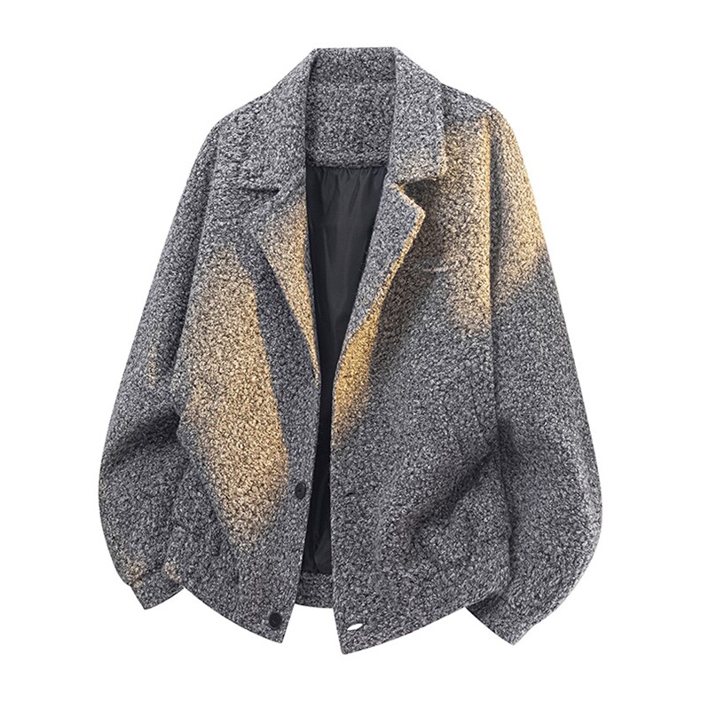 羊毛卷绒感毛呢轻熟风毛呢大衣小众设计感大V西装领JK2198-P90，男装西服套装，星座210-1