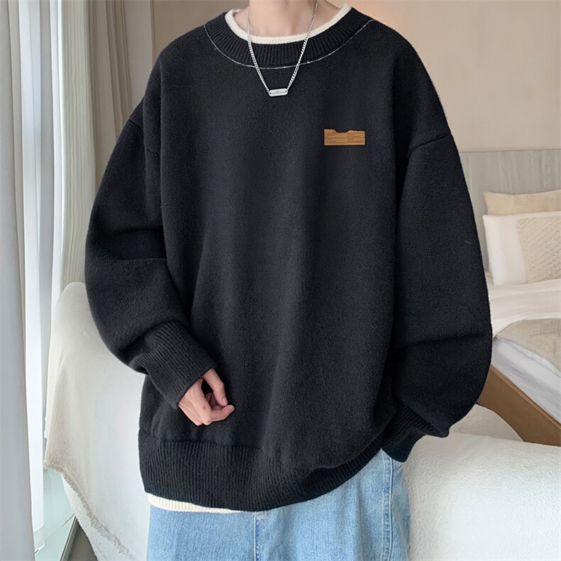 控78假两件毛衣男大码加绒针织衫男毛线衣M80293-P55加绒P70,男装针织衫/毛衣,电商A040
