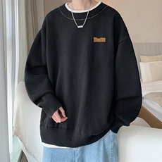 控78假两件毛衣男大码加绒针织衫男毛线衣M80293-P55加绒P70，男装针织衫/毛衣，电商A040