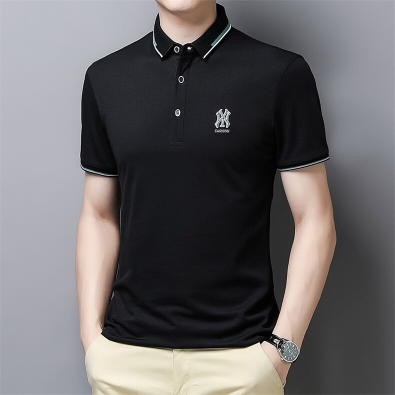 中老年男士短袖棉T恤2023夏季新款休闲刺绣翻领Polo衫爸爸装，男装T恤，电商B212（原钱塘6029）