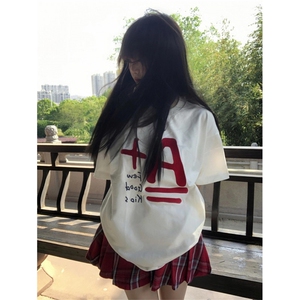 T0675-P25 创意美式A加趣味印花短袖 男女同款上衣图片