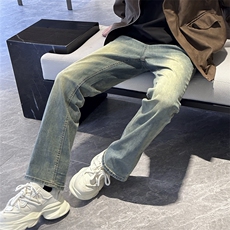 秋冬美式复古牛仔裤高街休闲裤男款微喇叭长裤1412-2/992/P65，男装休闲裤，星座1412-2