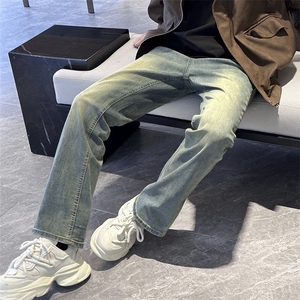 秋冬美式复古牛仔裤 高街休闲裤 男款微喇叭长裤1412-2/992/P65，男装休闲裤，星座1412-2