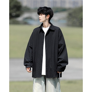 8XL-M泡泡纱盐缩肌理长袖衬衫男夏季冰丝外套防晒衬衣CS29007P40图片