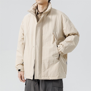 冬季潮牌日系纯色简约加绒加厚保暖防寒休闲棉服外套MY9079-P100图片