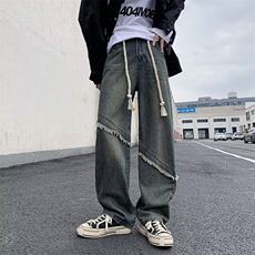 美式高街直筒裤宽松牛仔裤男女百搭复古休闲阔腿裤秋冬NK726-P45，男装牛仔裤，星座1008