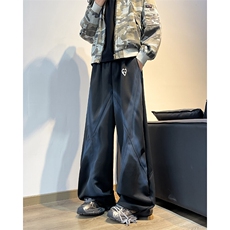 美式休闲裤男款阔腿裤宽松潮牌春季直筒长裤子K36-P55，男装休闲裤，星座308B-1