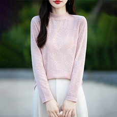 优雅气质女士羊毛针织衫百搭显瘦通勤必备，女装针织衫/毛衣，绒宛羊绒