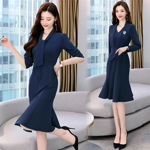 春秋职业连衣裙女高端2024新款时尚名媛气质女神范修身包臀鱼尾裙图片