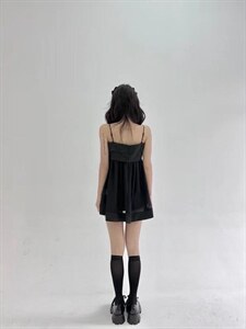 拼接雪纺吊带裙图片